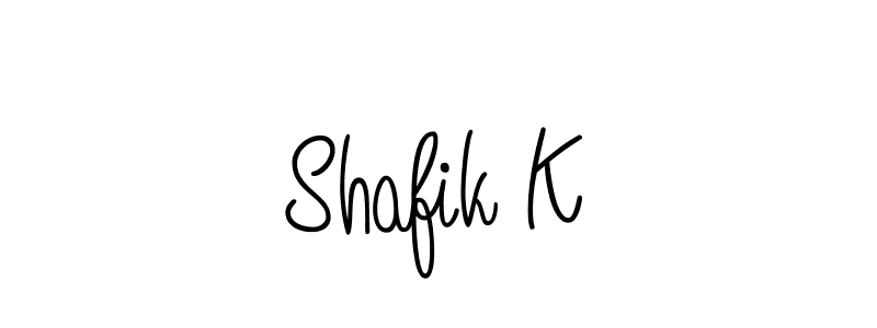 Use a signature maker to create a handwritten signature online. With this signature software, you can design (Angelique-Rose-font-FFP) your own signature for name Shafik K. Shafik K signature style 5 images and pictures png