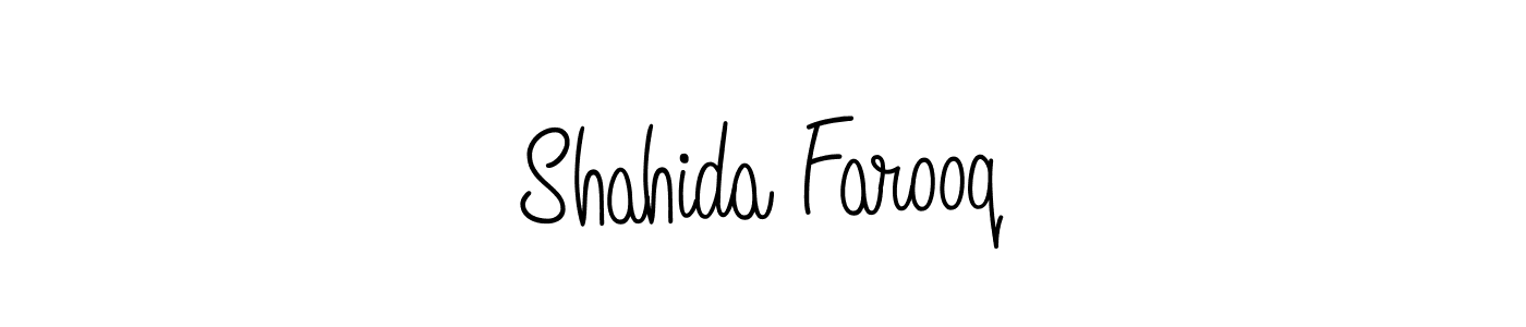 Use a signature maker to create a handwritten signature online. With this signature software, you can design (Angelique-Rose-font-FFP) your own signature for name Shahida Farooq. Shahida Farooq signature style 5 images and pictures png