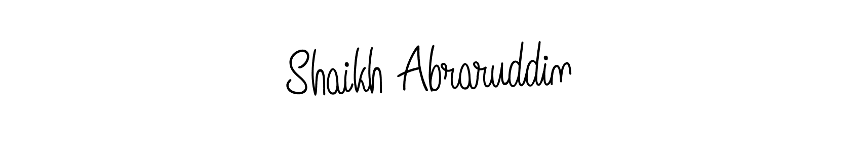 You should practise on your own different ways (Angelique-Rose-font-FFP) to write your name (Shaikh Abraruddin) in signature. don't let someone else do it for you. Shaikh Abraruddin signature style 5 images and pictures png