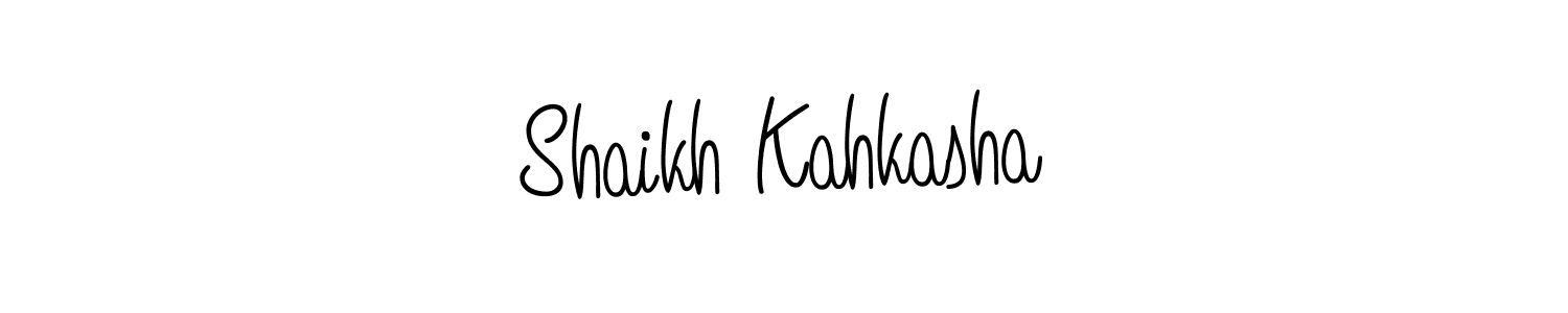 How to make Shaikh Kahkasha name signature. Use Angelique-Rose-font-FFP style for creating short signs online. This is the latest handwritten sign. Shaikh Kahkasha signature style 5 images and pictures png