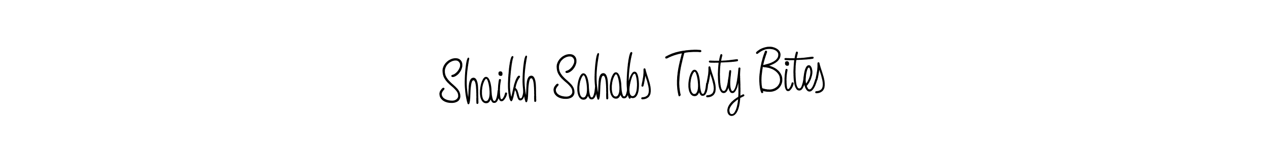 How to Draw Shaikh Sahabs Tasty Bites signature style? Angelique-Rose-font-FFP is a latest design signature styles for name Shaikh Sahabs Tasty Bites. Shaikh Sahabs Tasty Bites signature style 5 images and pictures png