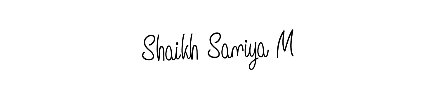 Create a beautiful signature design for name Shaikh Saniya M. With this signature (Angelique-Rose-font-FFP) fonts, you can make a handwritten signature for free. Shaikh Saniya M signature style 5 images and pictures png