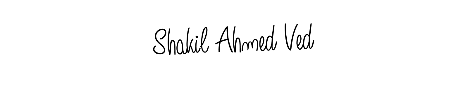 The best way (Angelique-Rose-font-FFP) to make a short signature is to pick only two or three words in your name. The name Shakil Ahmed Ved include a total of six letters. For converting this name. Shakil Ahmed Ved signature style 5 images and pictures png