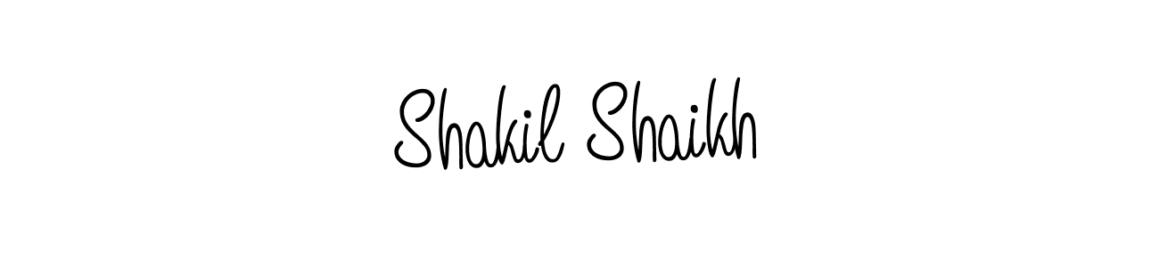You should practise on your own different ways (Angelique-Rose-font-FFP) to write your name (Shakil Shaikh) in signature. don't let someone else do it for you. Shakil Shaikh signature style 5 images and pictures png