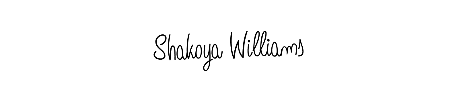 Make a beautiful signature design for name Shakoya Williams. With this signature (Angelique-Rose-font-FFP) style, you can create a handwritten signature for free. Shakoya Williams signature style 5 images and pictures png