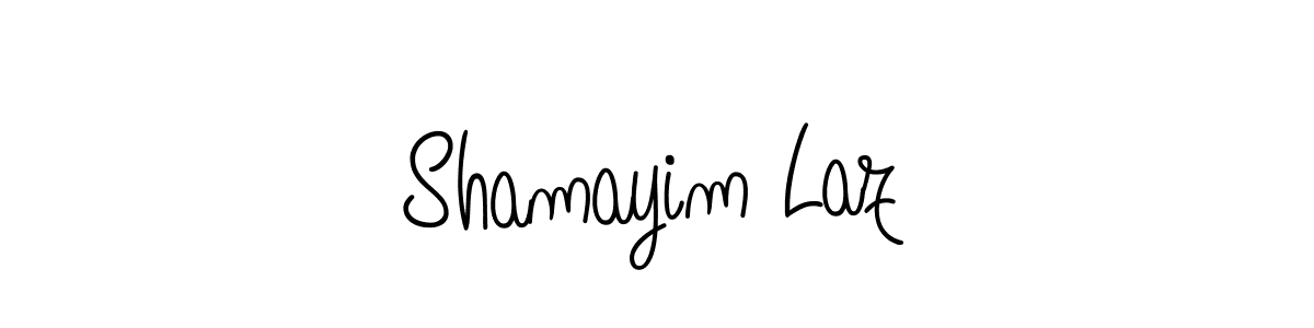 How to make Shamayim Laz name signature. Use Angelique-Rose-font-FFP style for creating short signs online. This is the latest handwritten sign. Shamayim Laz signature style 5 images and pictures png