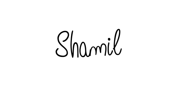 Use a signature maker to create a handwritten signature online. With this signature software, you can design (Angelique-Rose-font-FFP) your own signature for name Shamil. Shamil signature style 5 images and pictures png