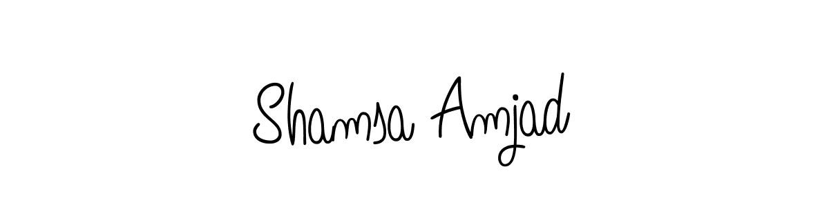 Make a beautiful signature design for name Shamsa Amjad. With this signature (Angelique-Rose-font-FFP) style, you can create a handwritten signature for free. Shamsa Amjad signature style 5 images and pictures png