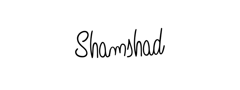 Use a signature maker to create a handwritten signature online. With this signature software, you can design (Angelique-Rose-font-FFP) your own signature for name Shamshad. Shamshad signature style 5 images and pictures png