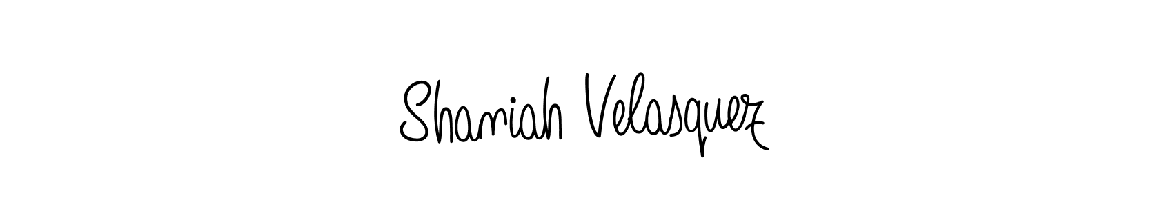 The best way (Angelique-Rose-font-FFP) to make a short signature is to pick only two or three words in your name. The name Shaniah Velasquez include a total of six letters. For converting this name. Shaniah Velasquez signature style 5 images and pictures png