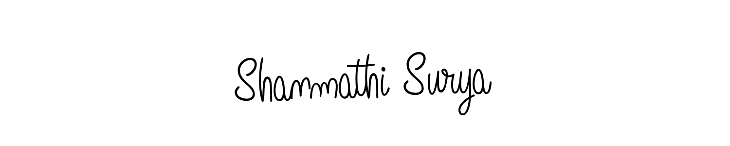 You should practise on your own different ways (Angelique-Rose-font-FFP) to write your name (Shanmathi Surya) in signature. don't let someone else do it for you. Shanmathi Surya signature style 5 images and pictures png