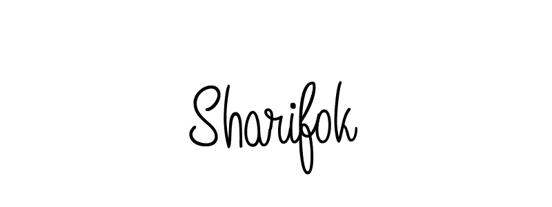 Use a signature maker to create a handwritten signature online. With this signature software, you can design (Angelique-Rose-font-FFP) your own signature for name Sharifok. Sharifok signature style 5 images and pictures png