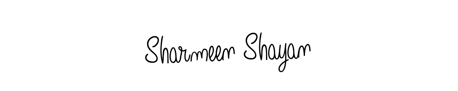 Create a beautiful signature design for name Sharmeen Shayan. With this signature (Angelique-Rose-font-FFP) fonts, you can make a handwritten signature for free. Sharmeen Shayan signature style 5 images and pictures png