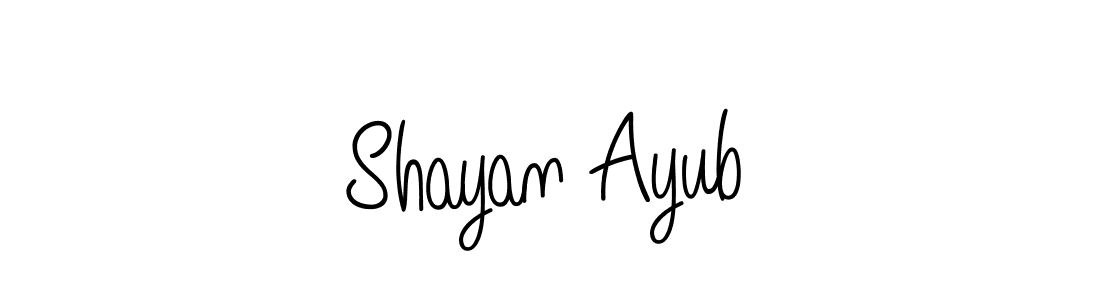 You should practise on your own different ways (Angelique-Rose-font-FFP) to write your name (Shayan Ayub) in signature. don't let someone else do it for you. Shayan Ayub signature style 5 images and pictures png