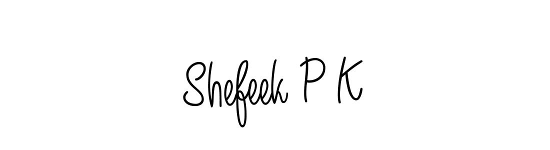 You should practise on your own different ways (Angelique-Rose-font-FFP) to write your name (Shefeek P K) in signature. don't let someone else do it for you. Shefeek P K signature style 5 images and pictures png