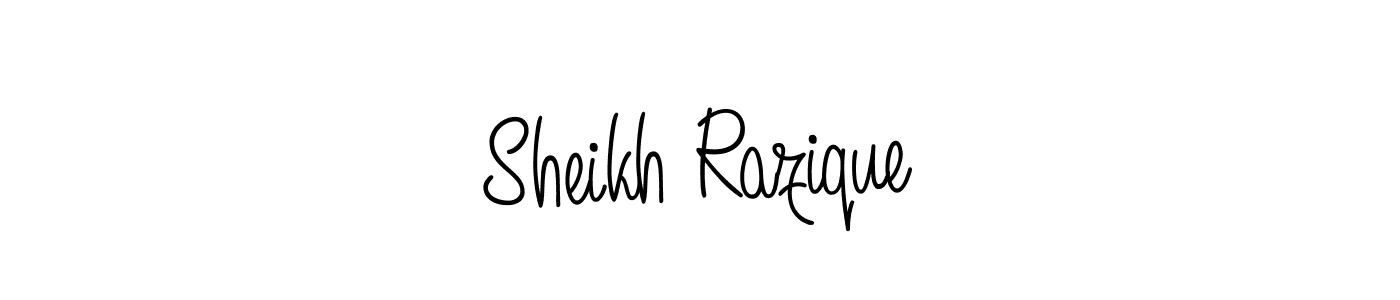 How to make Sheikh Razique name signature. Use Angelique-Rose-font-FFP style for creating short signs online. This is the latest handwritten sign. Sheikh Razique signature style 5 images and pictures png