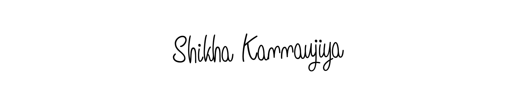 You should practise on your own different ways (Angelique-Rose-font-FFP) to write your name (Shikha Kannaujiya) in signature. don't let someone else do it for you. Shikha Kannaujiya signature style 5 images and pictures png