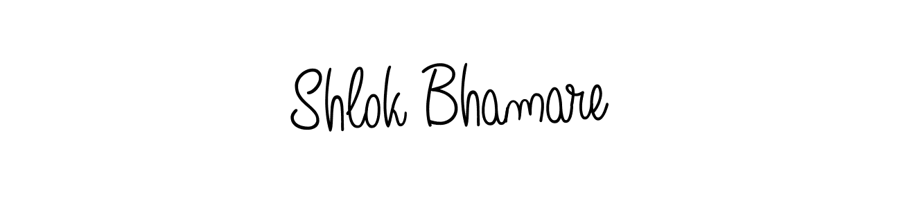 The best way (Angelique-Rose-font-FFP) to make a short signature is to pick only two or three words in your name. The name Shlok Bhamare include a total of six letters. For converting this name. Shlok Bhamare signature style 5 images and pictures png