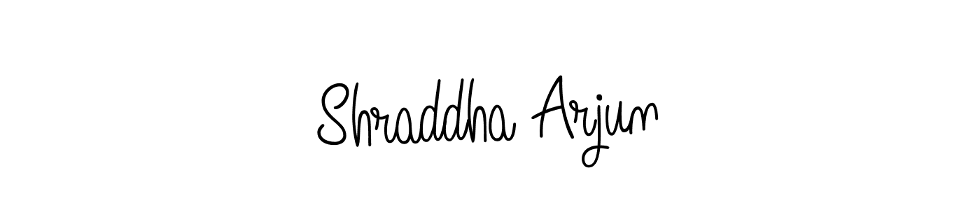 You should practise on your own different ways (Angelique-Rose-font-FFP) to write your name (Shraddha Arjun) in signature. don't let someone else do it for you. Shraddha Arjun signature style 5 images and pictures png