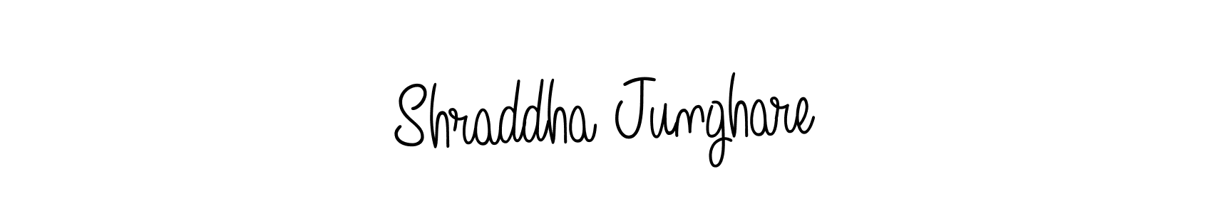 The best way (Angelique-Rose-font-FFP) to make a short signature is to pick only two or three words in your name. The name Shraddha Junghare include a total of six letters. For converting this name. Shraddha Junghare signature style 5 images and pictures png