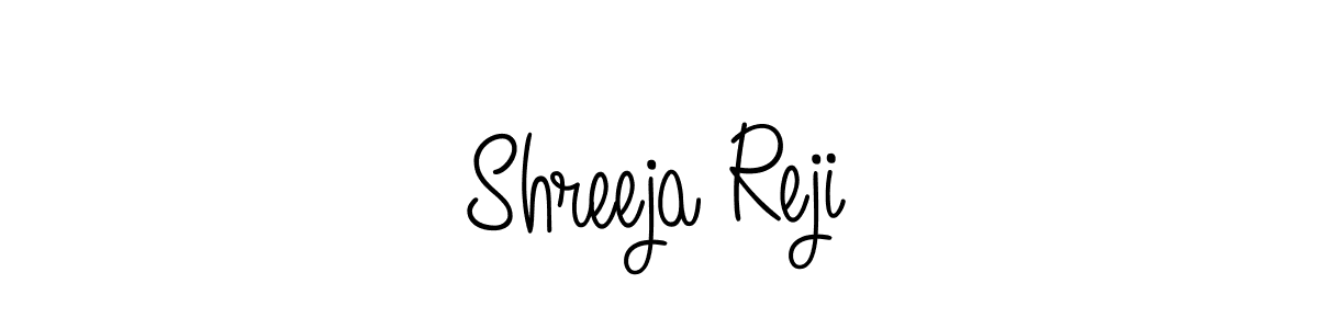 You should practise on your own different ways (Angelique-Rose-font-FFP) to write your name (Shreeja Reji) in signature. don't let someone else do it for you. Shreeja Reji signature style 5 images and pictures png