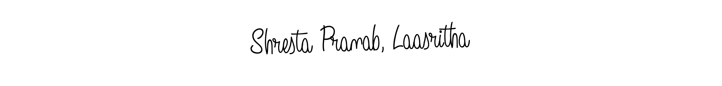 How to make Shresta Pranab, Laasritha name signature. Use Angelique-Rose-font-FFP style for creating short signs online. This is the latest handwritten sign. Shresta Pranab, Laasritha signature style 5 images and pictures png