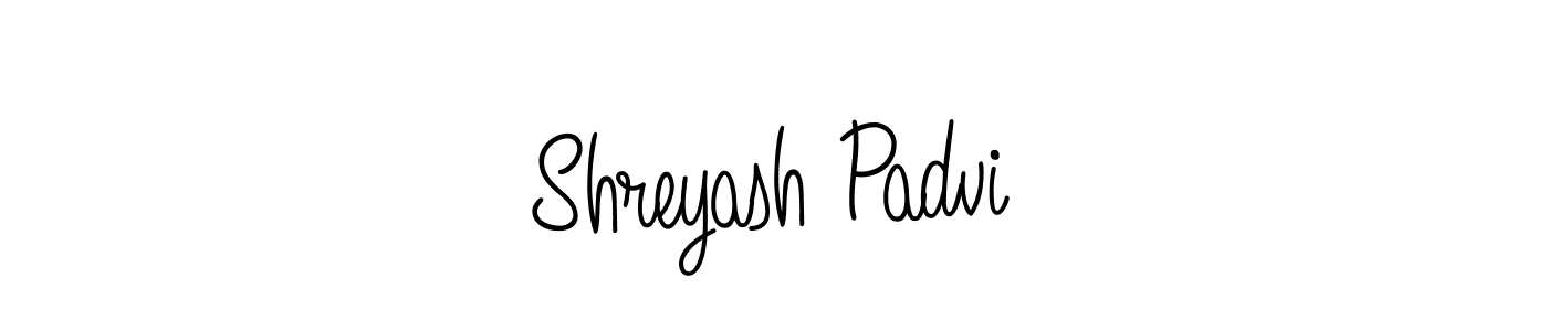 You should practise on your own different ways (Angelique-Rose-font-FFP) to write your name (Shreyash Padvi) in signature. don't let someone else do it for you. Shreyash Padvi signature style 5 images and pictures png