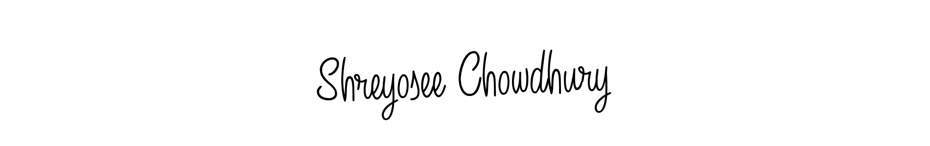 You should practise on your own different ways (Angelique-Rose-font-FFP) to write your name (Shreyosee Chowdhury) in signature. don't let someone else do it for you. Shreyosee Chowdhury signature style 5 images and pictures png