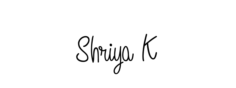 Use a signature maker to create a handwritten signature online. With this signature software, you can design (Angelique-Rose-font-FFP) your own signature for name Shriya K. Shriya K signature style 5 images and pictures png