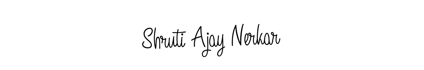 You should practise on your own different ways (Angelique-Rose-font-FFP) to write your name (Shruti Ajay Nerkar) in signature. don't let someone else do it for you. Shruti Ajay Nerkar signature style 5 images and pictures png