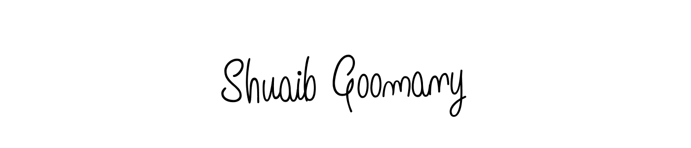Create a beautiful signature design for name Shuaib Goomany. With this signature (Angelique-Rose-font-FFP) fonts, you can make a handwritten signature for free. Shuaib Goomany signature style 5 images and pictures png