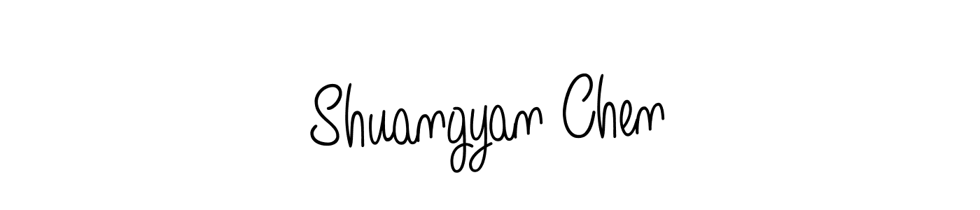 The best way (Angelique-Rose-font-FFP) to make a short signature is to pick only two or three words in your name. The name Shuangyan Chen include a total of six letters. For converting this name. Shuangyan Chen signature style 5 images and pictures png