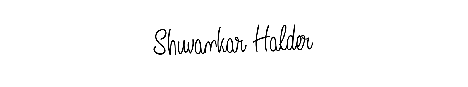 The best way (Angelique-Rose-font-FFP) to make a short signature is to pick only two or three words in your name. The name Shuvankar Halder include a total of six letters. For converting this name. Shuvankar Halder signature style 5 images and pictures png