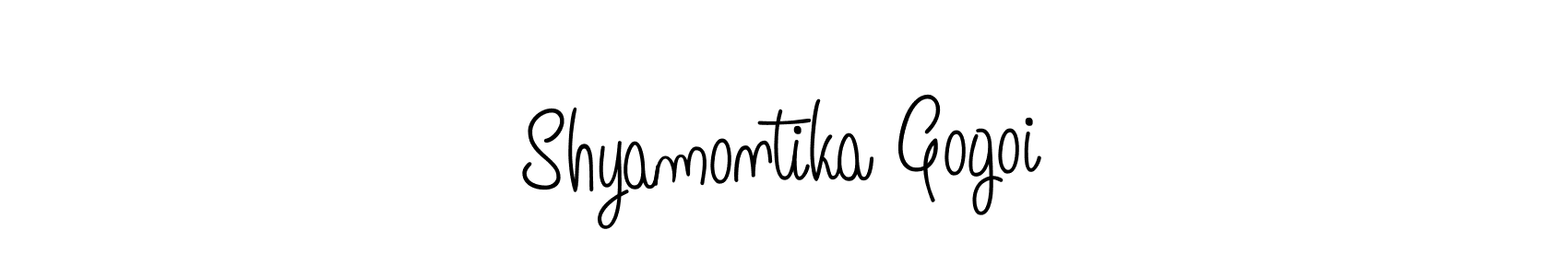Make a beautiful signature design for name Shyamontika Gogoi. With this signature (Angelique-Rose-font-FFP) style, you can create a handwritten signature for free. Shyamontika Gogoi signature style 5 images and pictures png
