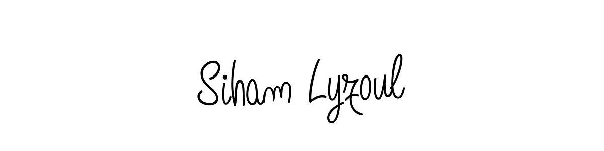 The best way (Angelique-Rose-font-FFP) to make a short signature is to pick only two or three words in your name. The name Siham Lyzoul include a total of six letters. For converting this name. Siham Lyzoul signature style 5 images and pictures png