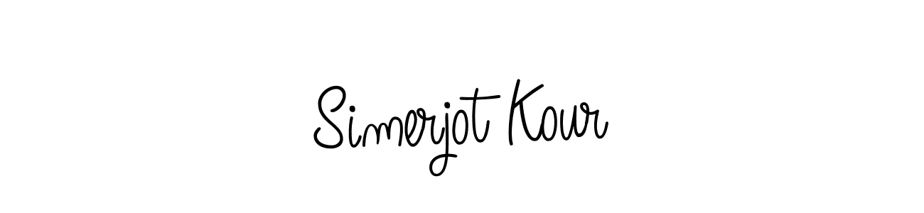 Simerjot Kour stylish signature style. Best Handwritten Sign (Angelique-Rose-font-FFP) for my name. Handwritten Signature Collection Ideas for my name Simerjot Kour. Simerjot Kour signature style 5 images and pictures png