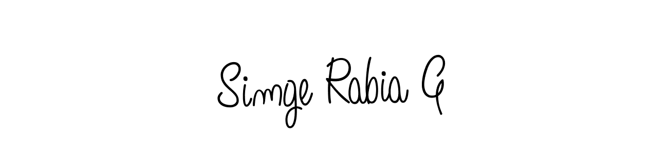 Create a beautiful signature design for name Simge Rabia G. With this signature (Angelique-Rose-font-FFP) fonts, you can make a handwritten signature for free. Simge Rabia G signature style 5 images and pictures png
