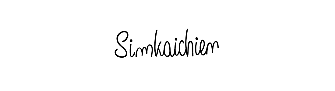 Make a beautiful signature design for name Simkaichien. With this signature (Angelique-Rose-font-FFP) style, you can create a handwritten signature for free. Simkaichien signature style 5 images and pictures png