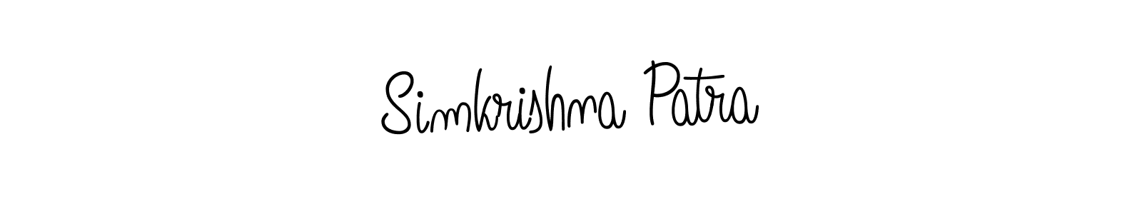 Make a beautiful signature design for name Simkrishna Patra. With this signature (Angelique-Rose-font-FFP) style, you can create a handwritten signature for free. Simkrishna Patra signature style 5 images and pictures png