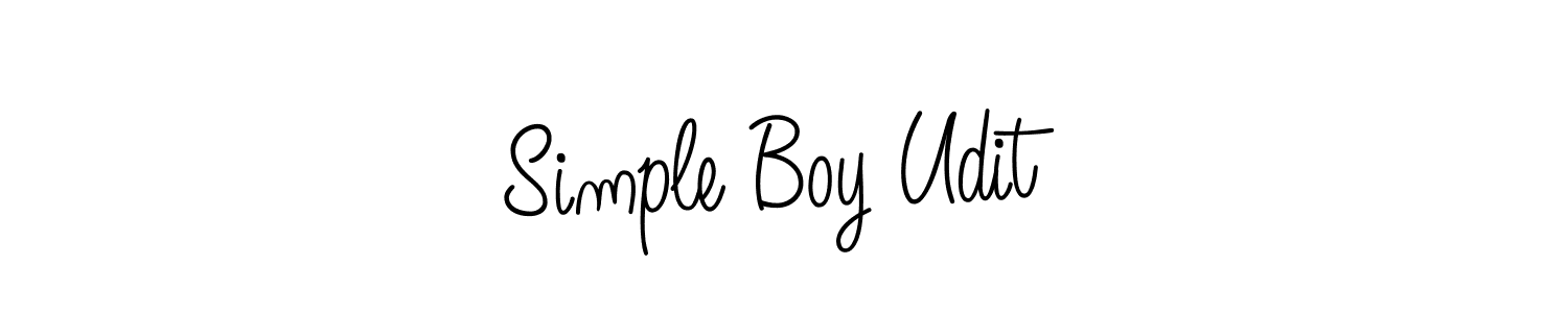 You should practise on your own different ways (Angelique-Rose-font-FFP) to write your name (Simple Boy Udit) in signature. don't let someone else do it for you. Simple Boy Udit signature style 5 images and pictures png