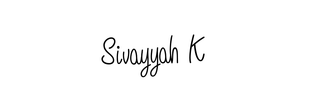 You should practise on your own different ways (Angelique-Rose-font-FFP) to write your name (Sivayyah K) in signature. don't let someone else do it for you. Sivayyah K signature style 5 images and pictures png