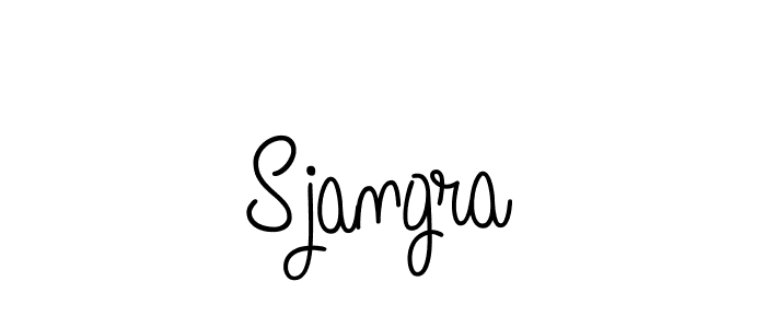 Make a beautiful signature design for name Sjangra. With this signature (Angelique-Rose-font-FFP) style, you can create a handwritten signature for free. Sjangra signature style 5 images and pictures png