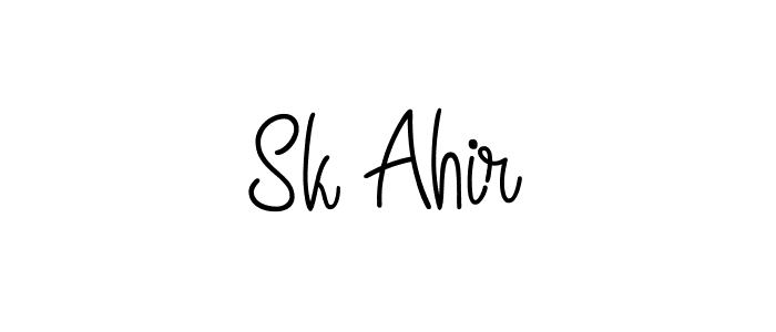 Use a signature maker to create a handwritten signature online. With this signature software, you can design (Angelique-Rose-font-FFP) your own signature for name Sk Ahir. Sk Ahir signature style 5 images and pictures png