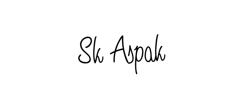 How to make Sk Aspak name signature. Use Angelique-Rose-font-FFP style for creating short signs online. This is the latest handwritten sign. Sk Aspak signature style 5 images and pictures png
