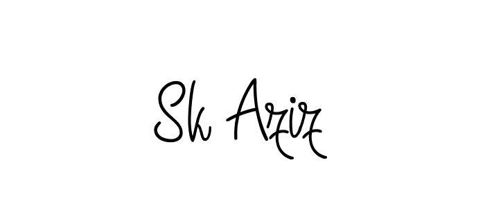 Use a signature maker to create a handwritten signature online. With this signature software, you can design (Angelique-Rose-font-FFP) your own signature for name Sk Aziz. Sk Aziz signature style 5 images and pictures png