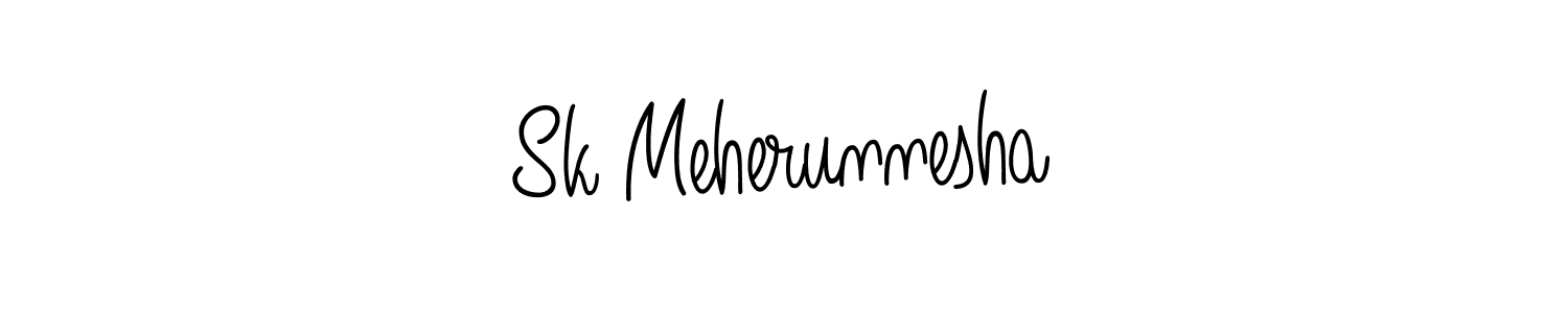 How to make Sk Meherunnesha name signature. Use Angelique-Rose-font-FFP style for creating short signs online. This is the latest handwritten sign. Sk Meherunnesha signature style 5 images and pictures png