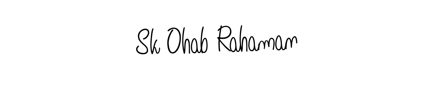 How to make Sk Ohab Rahaman name signature. Use Angelique-Rose-font-FFP style for creating short signs online. This is the latest handwritten sign. Sk Ohab Rahaman signature style 5 images and pictures png