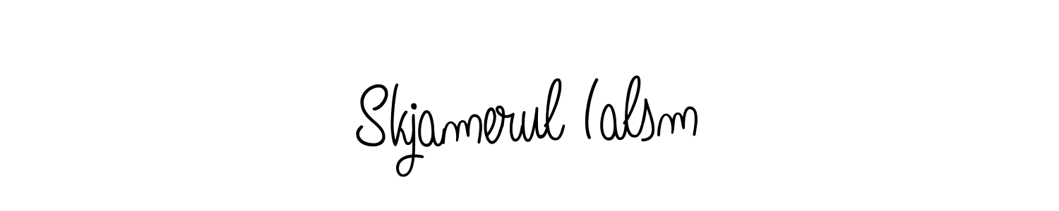 Use a signature maker to create a handwritten signature online. With this signature software, you can design (Angelique-Rose-font-FFP) your own signature for name Skjamerul Ialsm. Skjamerul Ialsm signature style 5 images and pictures png