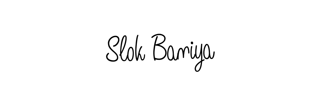 How to make Slok Baniya name signature. Use Angelique-Rose-font-FFP style for creating short signs online. This is the latest handwritten sign. Slok Baniya signature style 5 images and pictures png