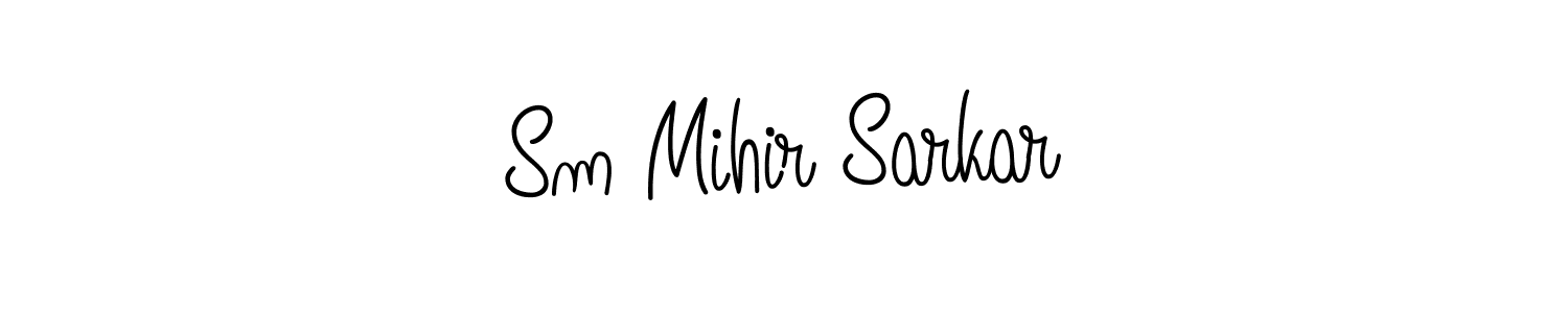 The best way (Angelique-Rose-font-FFP) to make a short signature is to pick only two or three words in your name. The name Sm Mihir Sarkar include a total of six letters. For converting this name. Sm Mihir Sarkar signature style 5 images and pictures png